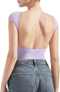 SUUKSESS Women Backless Sexy Open Back Y2K Tee - Double Lined Fit