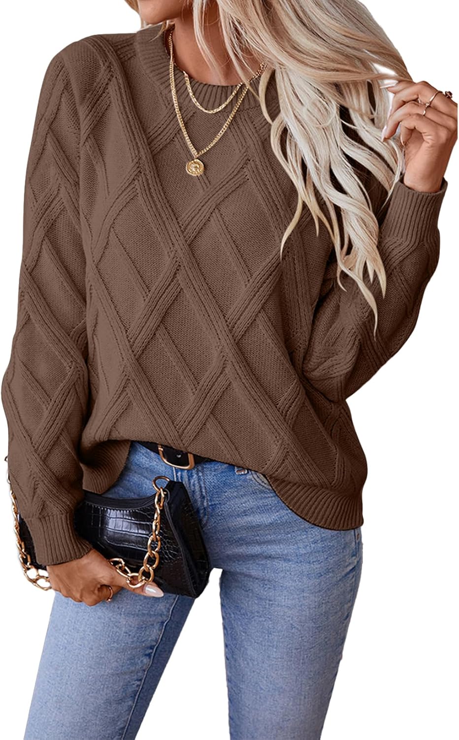 SHEWIN Womens Cable Knit Sweater for Fall and Winter Style