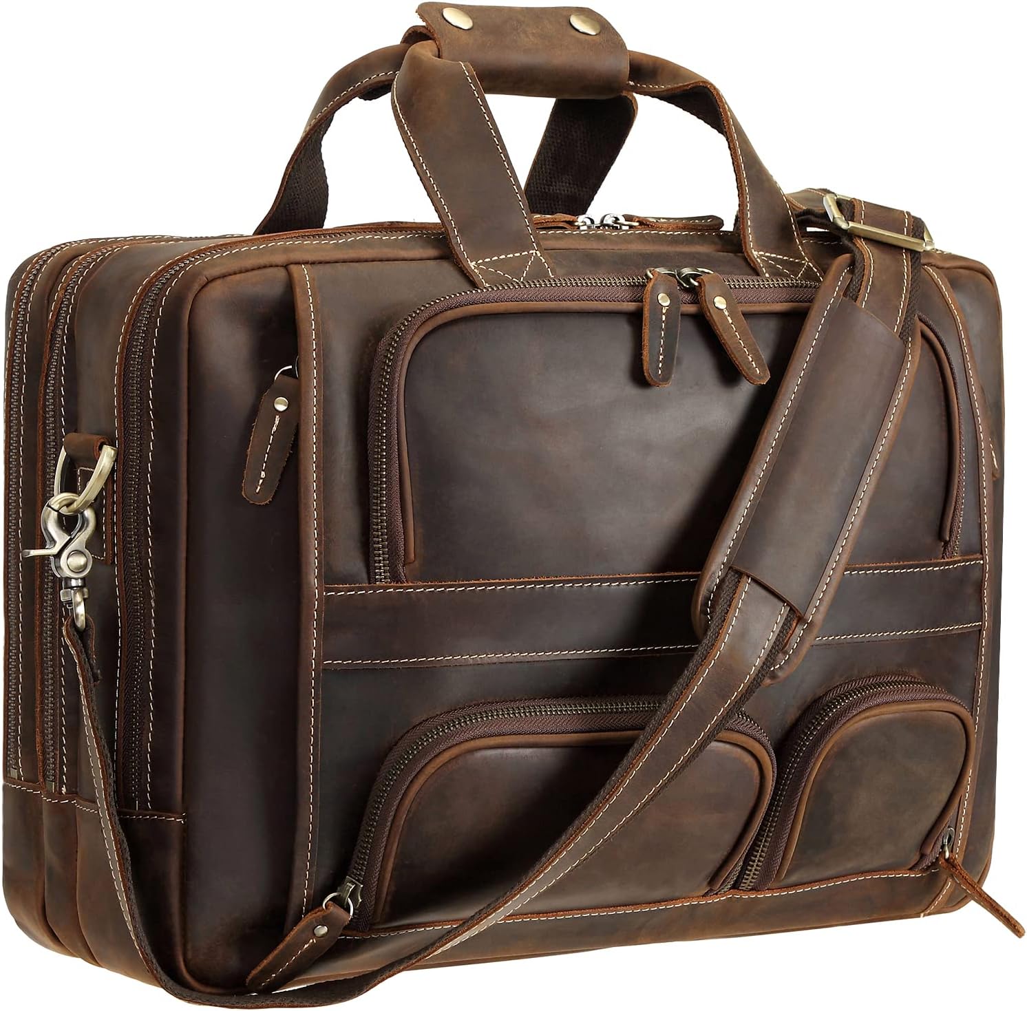 Polare Full Grain Leather 17ft' Laptop Briefcase for Men