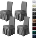 Stretch Chair Covers for Dining Room Set of 4 Light Grey