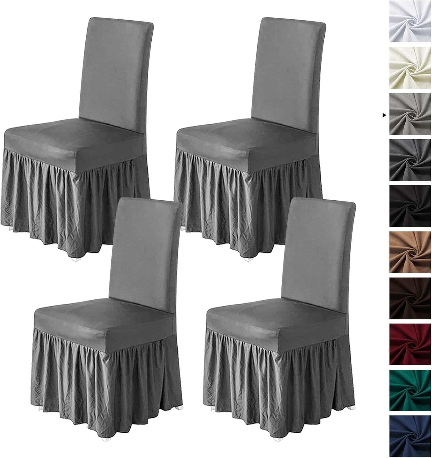 Stretch Chair Covers for Dining Room Set of 4 Light Grey