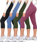 Creamlush Capri Leggings 4 Pack - High Waisted Soft Yoga Pants support