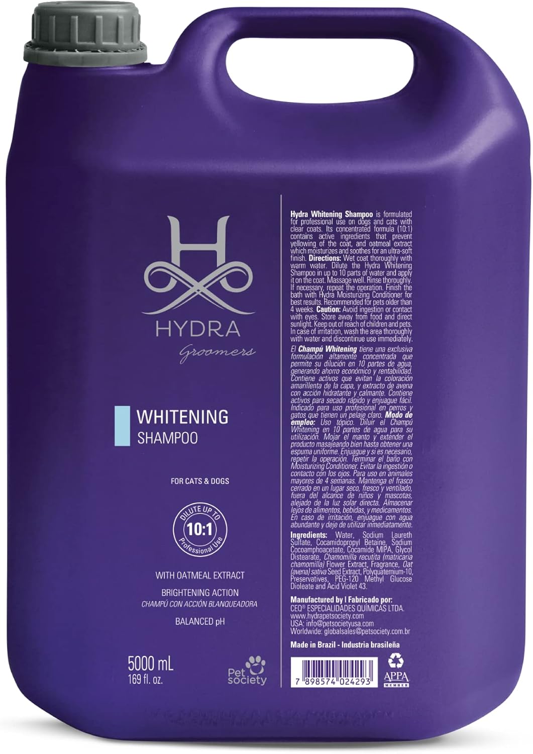 Hydra Professional Whitening Shampoo for Dogs and Cats - 169 fl. oz