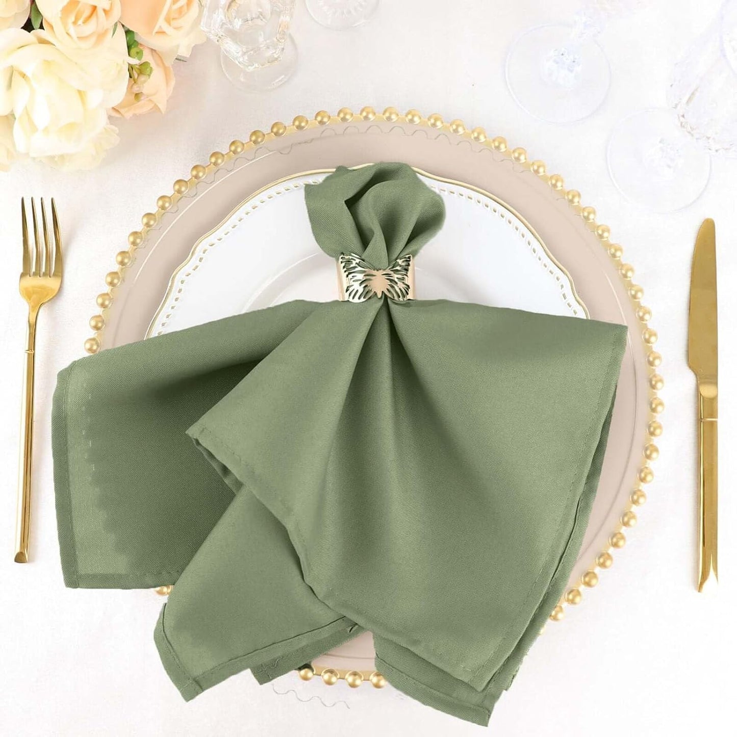 Eucalyptus Dusty Sage Cloth Napkins Set of 100 for Events