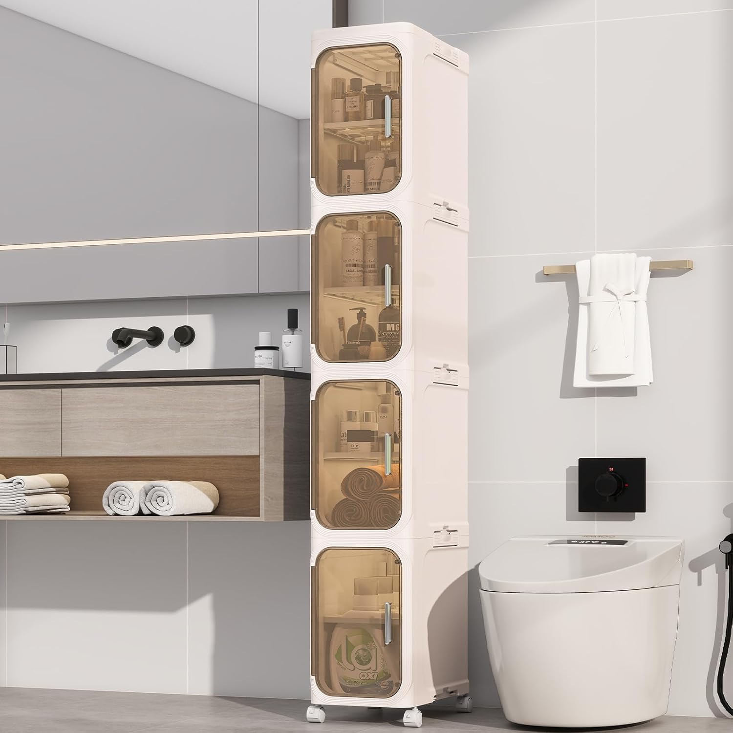 KHNR 4-Tiers Slim Bathroom Storage Cabinet for Small Spaces