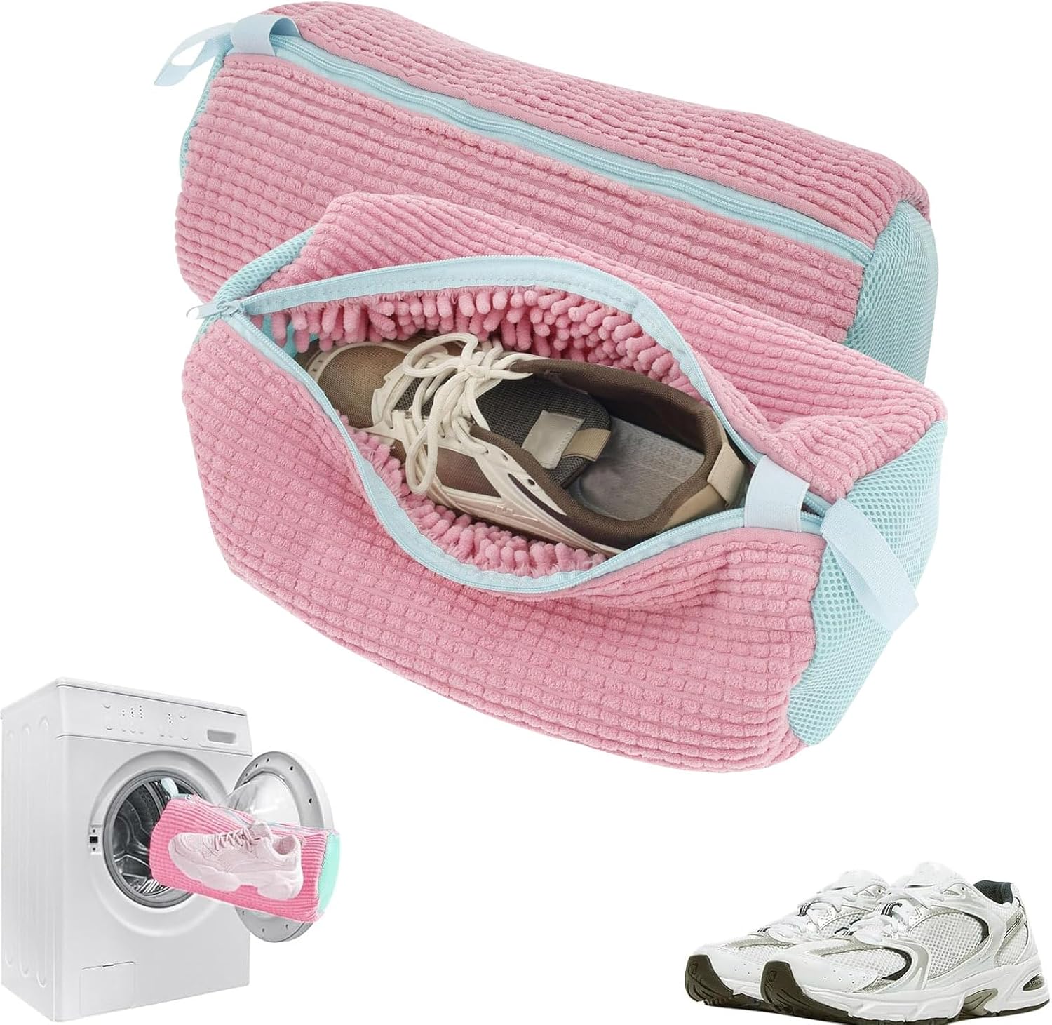 Reusable Pink Shoe Wash Bag - Clean Shoes Easily!