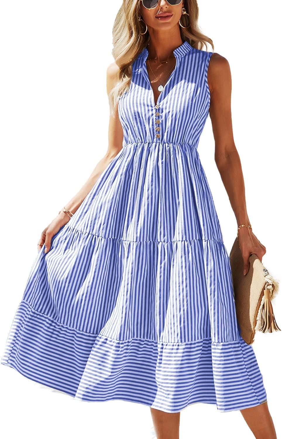 Brovave Womens Summer Sleeveless Shirt Dress for Casual Style