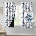 100% Blackout Curtains 63 in Length 2 Panels Set - Floral Thermal