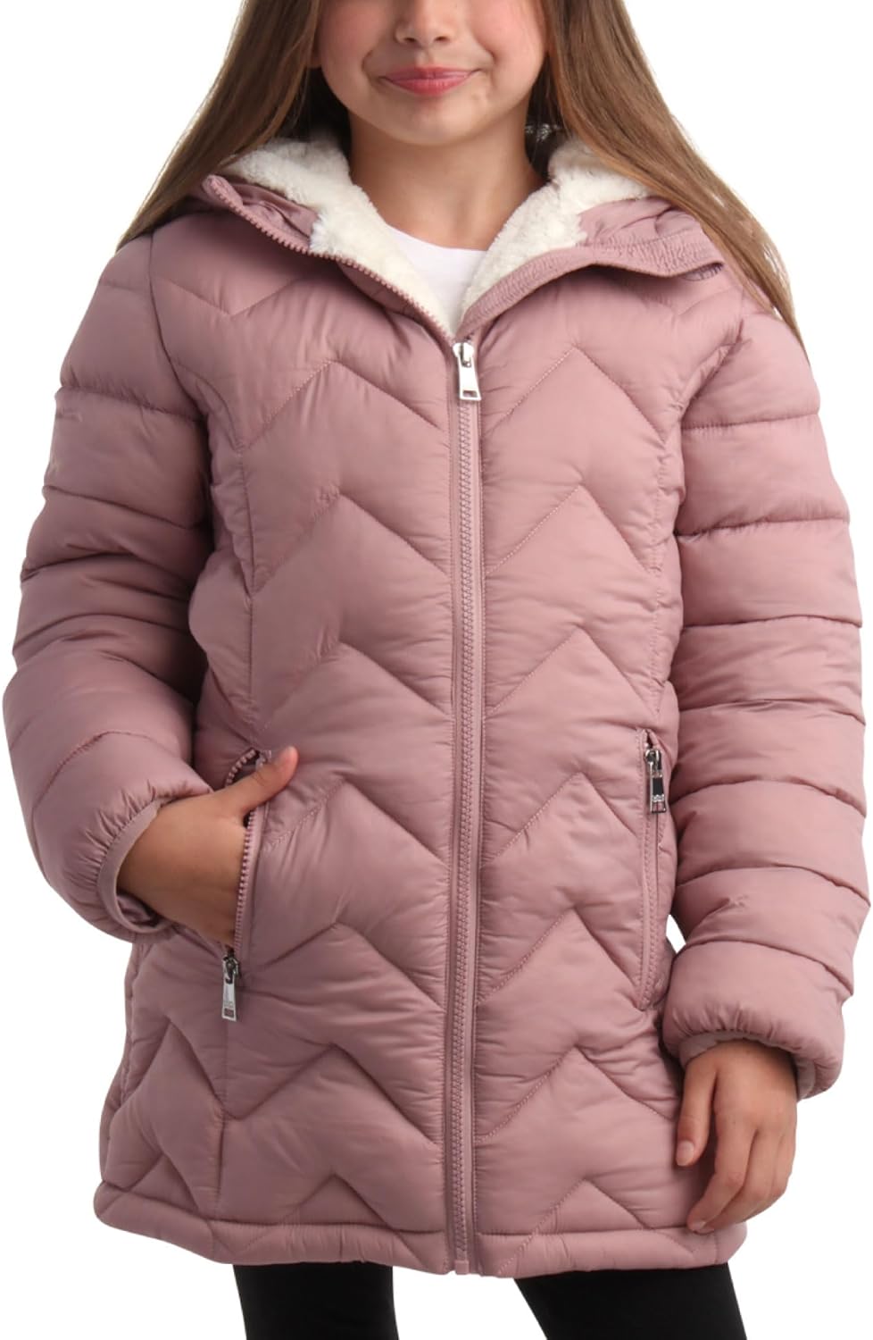 DKNY Girls Puffer Jacket - Stylish Insulated Winter Coat