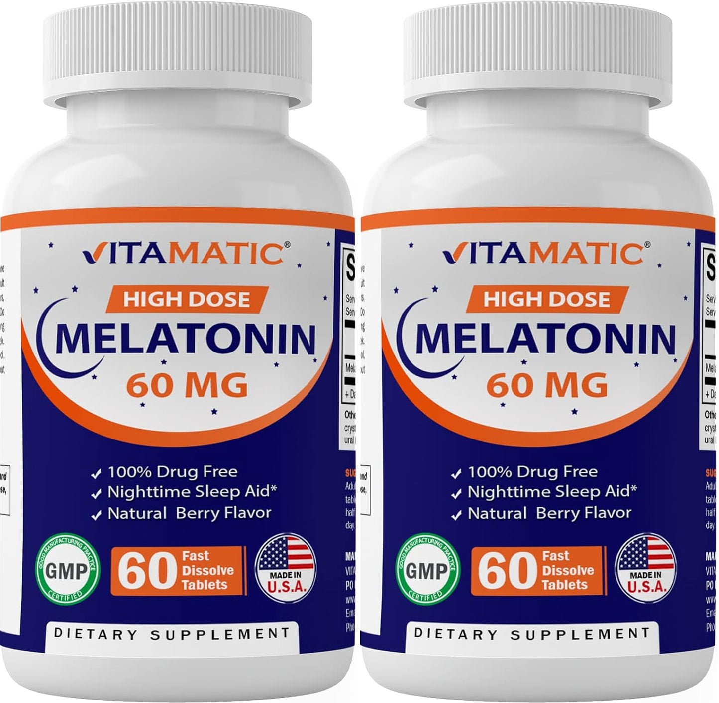 Vitamatic Melatonin Fast Dissolve Tablets for Sleep Support