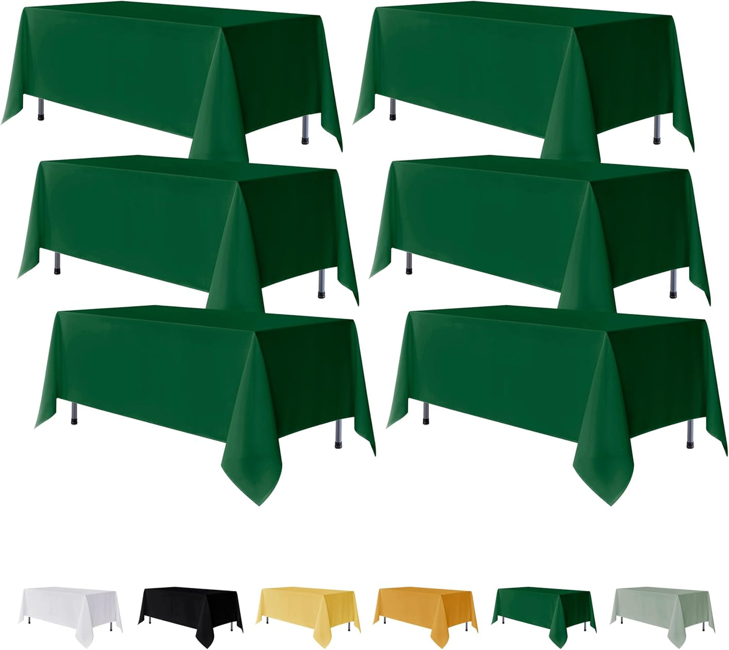 Fitable 6 Pack Hunter Green Rectangle Tablecloths for Events