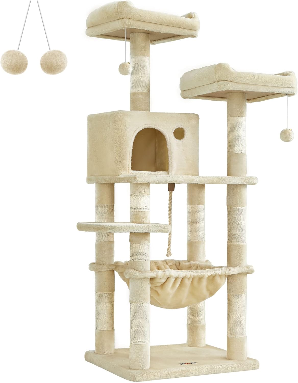 Feandrea Cat Tree 56.3-Inch Multi-Level Cat Condo for Cats