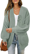 MEROKEETY Women's Open Front Chunky Cardigan - Cozy Oversized Knit up