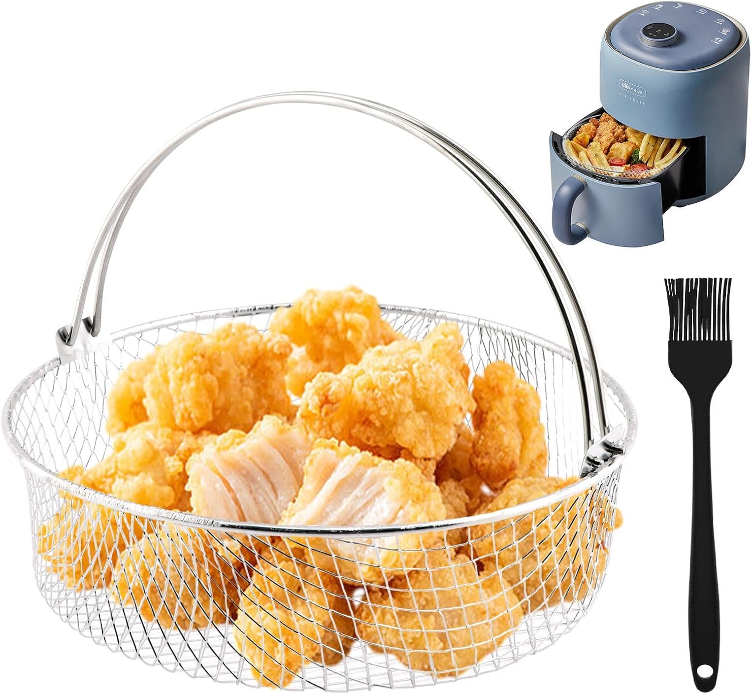 8in Air Fryer Basket - Safe Mesh Design