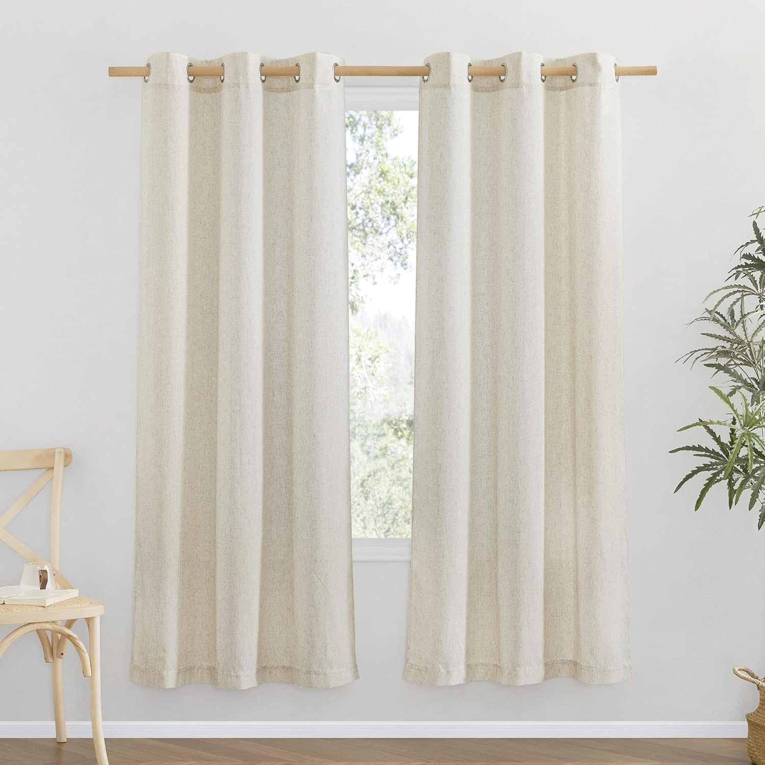 NICETOWN 72 Linen Privacy Curtains - Light Penetration Vertical Drapes