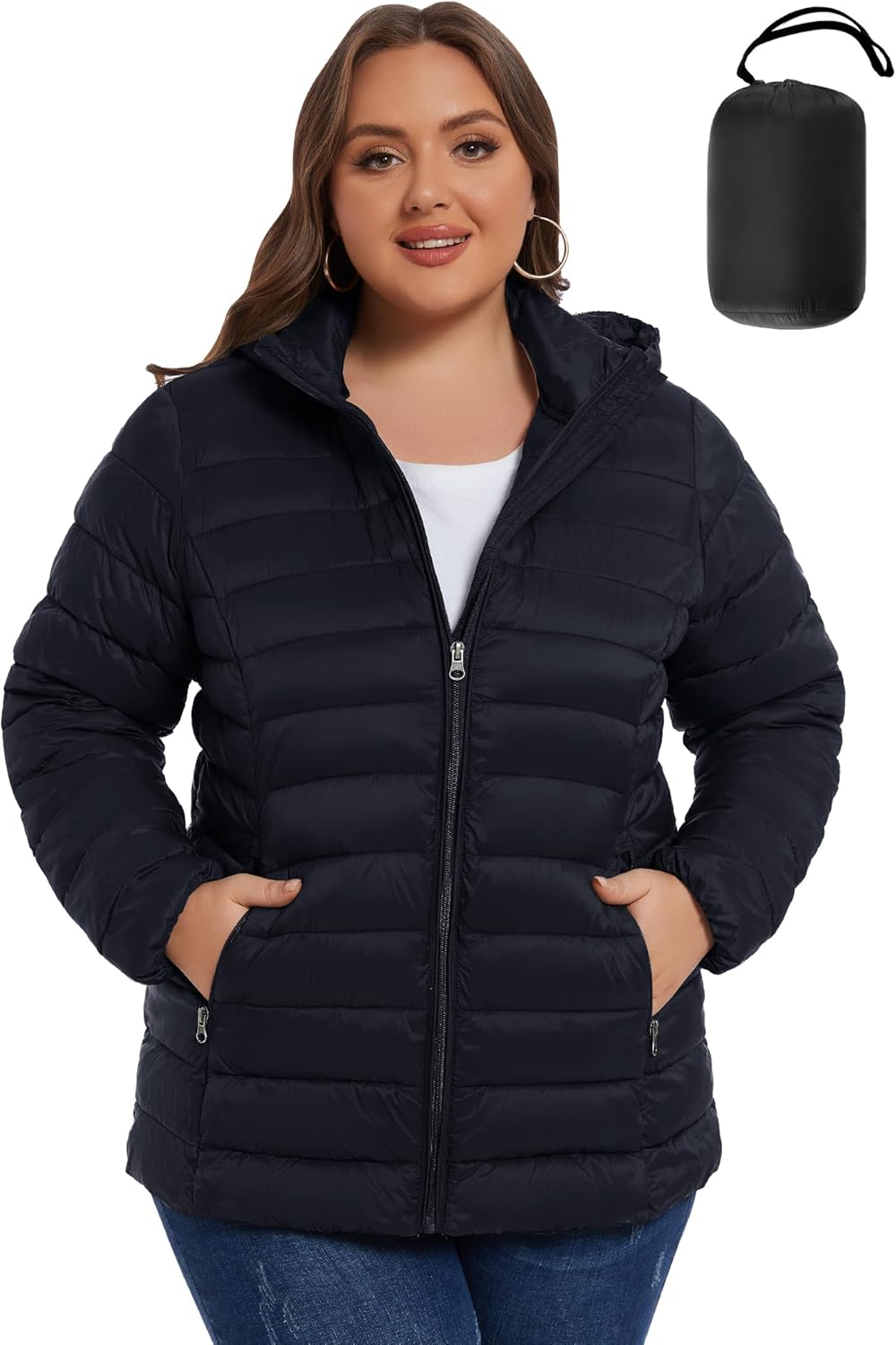 Plus Size Packable Puffer Coat for Women - Stylish Winter Jacket
