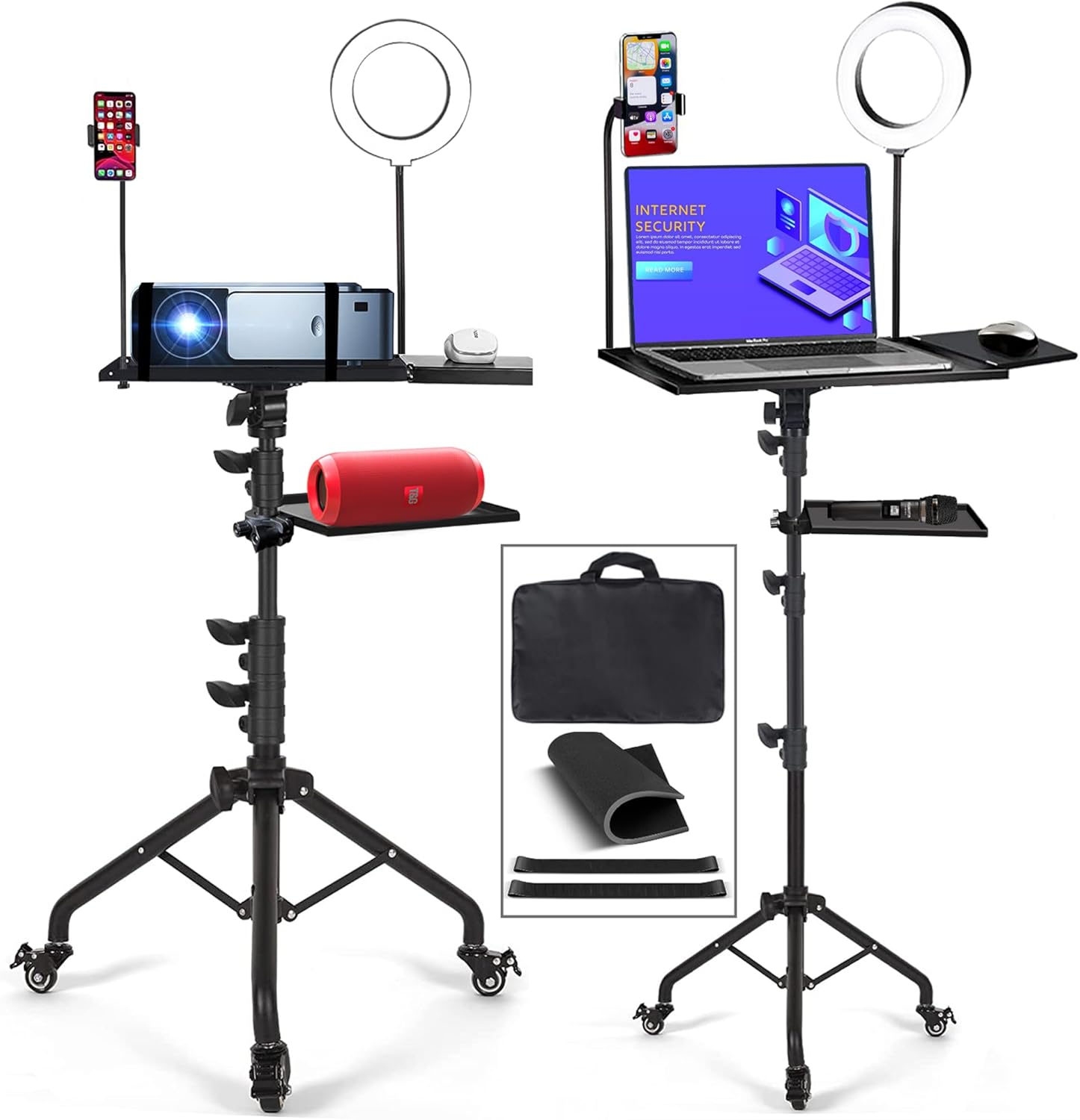 Projector Tripod Stand with Wheels for Live Streaming and More