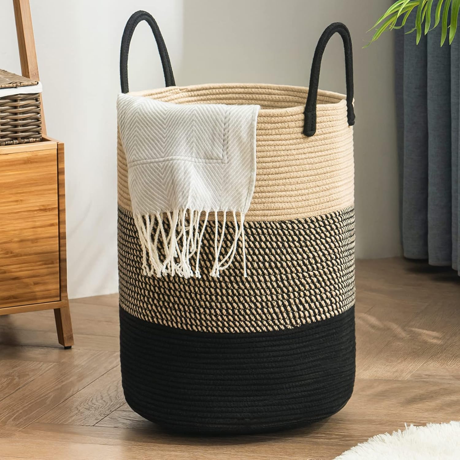 YOUDENOVA Woven Rope Laundry Hamper Basket for Stylish Storage