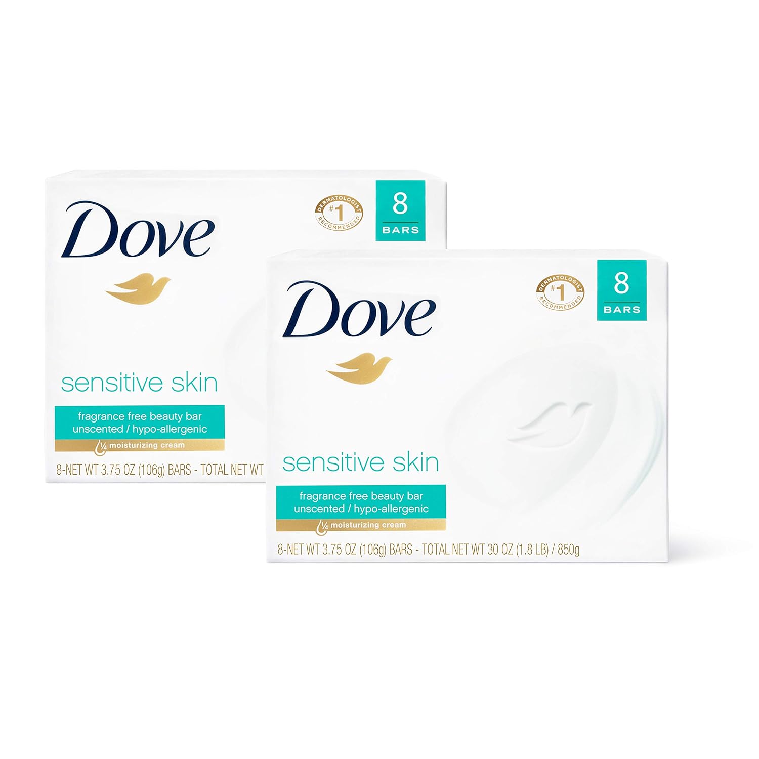 Dove Sensitive Skin Beauty Bar for Gentle Cleansing and Nourishment