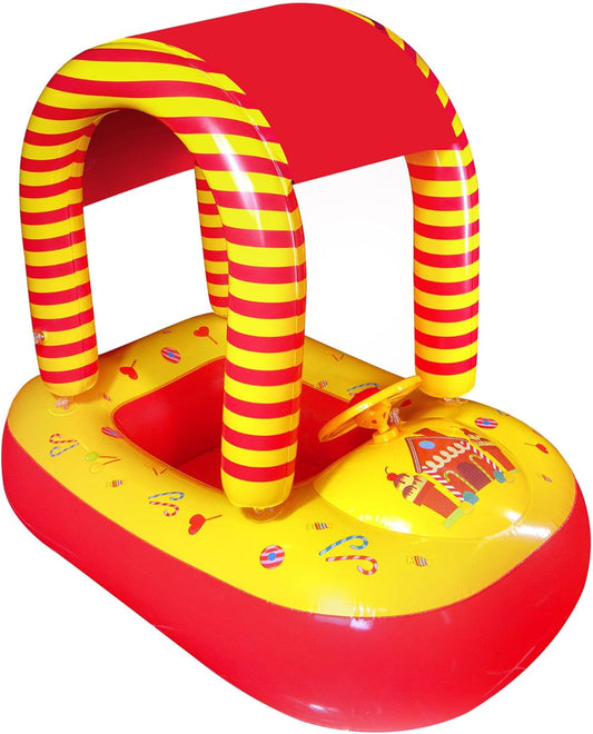 Car-Shaped Baby Pool Float with Canopy - Safe Summer Fun