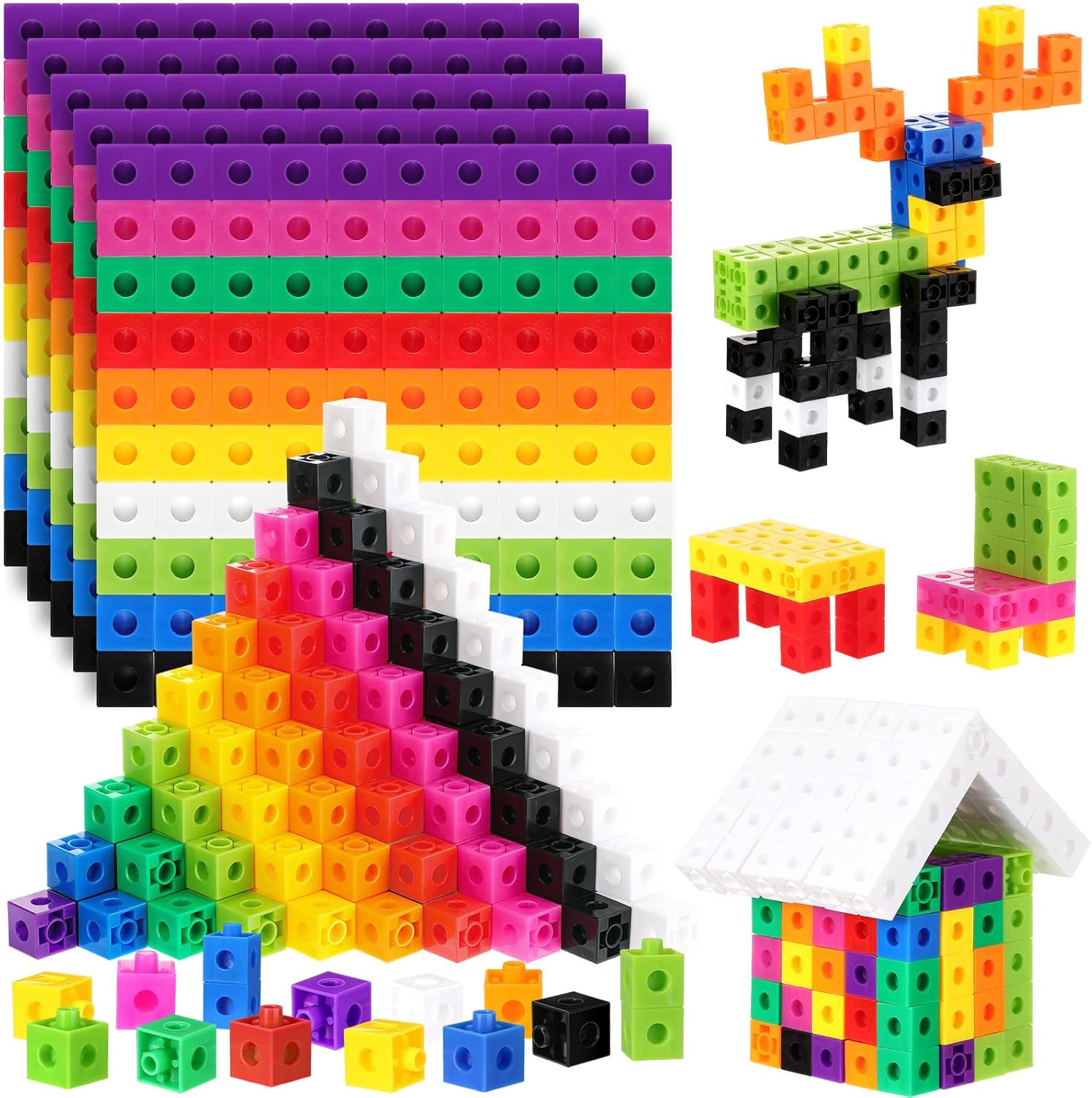 Jenaai 1000 Pieces Linking Counting Cubes for Preschool Learning