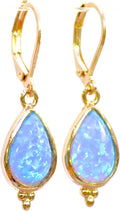 teardrop gold dangle earrings for women - Elegant opal leverback