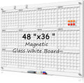 MaxGear Yearly Calendar Glass White Board 48 x 36 - Clean, Magnetic