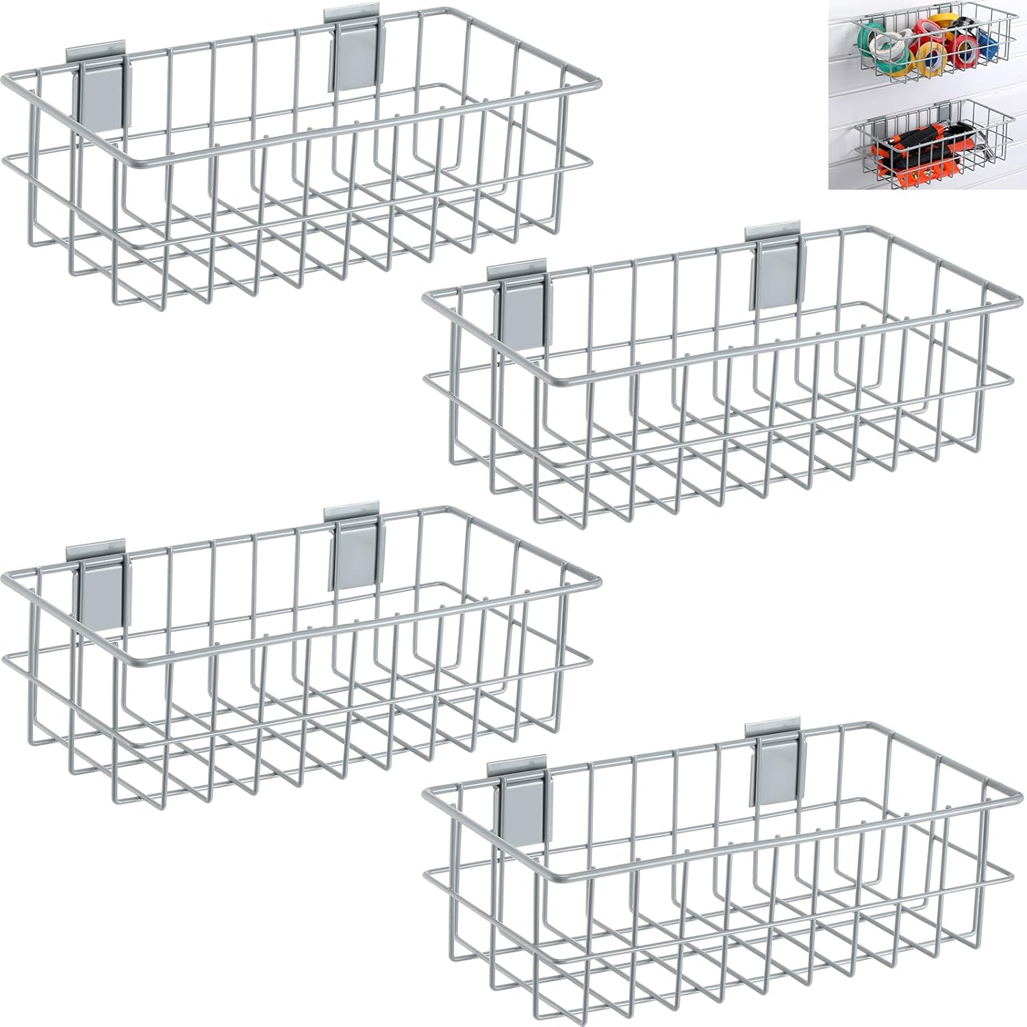 Hicarer Metal Slatwall Baskets Set for Organized Storage Solutions