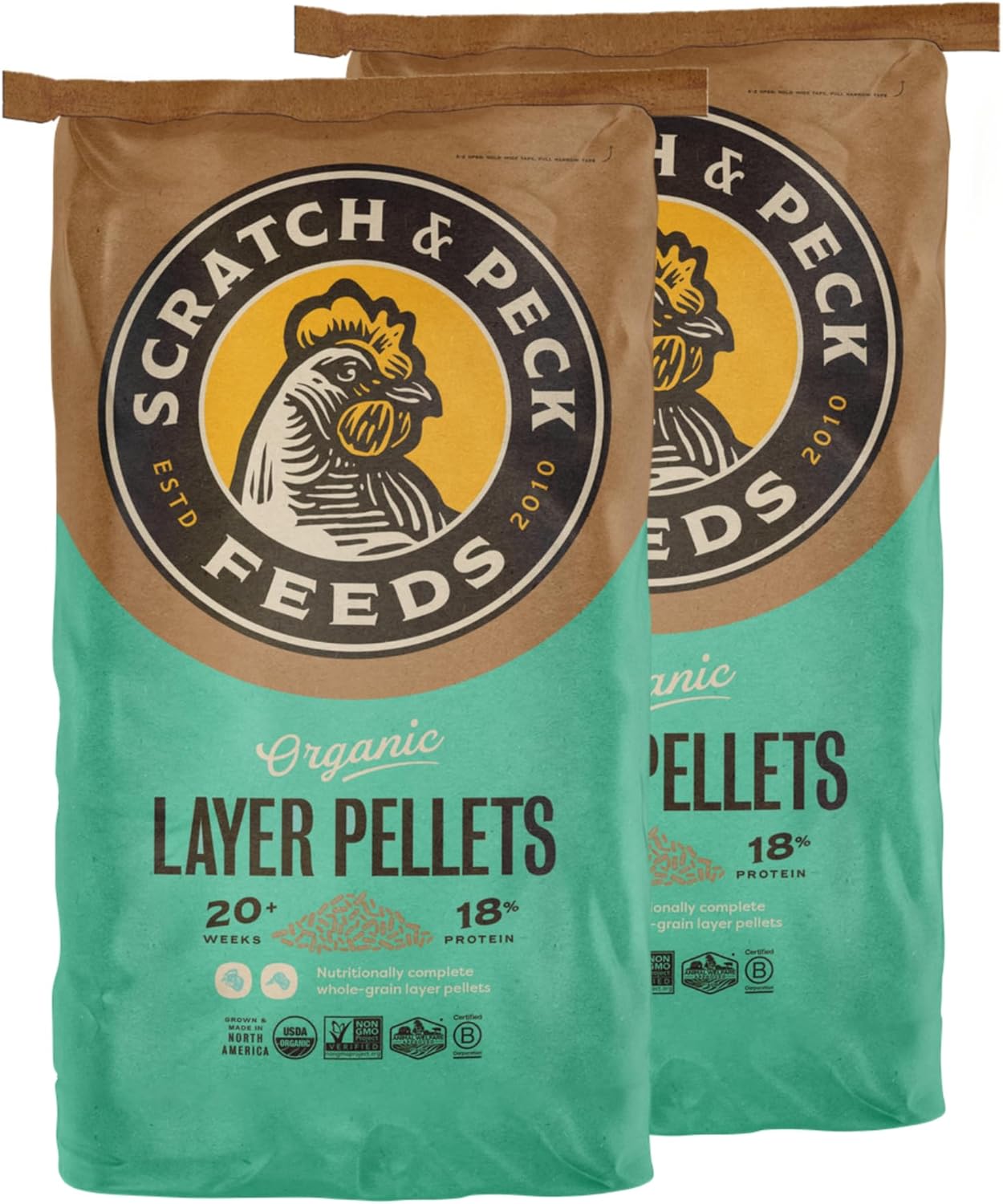 Organic Layer Pellets 18% for Chickens and Ducks - 25-lbs Pack