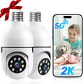 Light Bulb Security Camera 5G & 2.4GHz WiFi Dual-Band - Outdoor 2-Pack