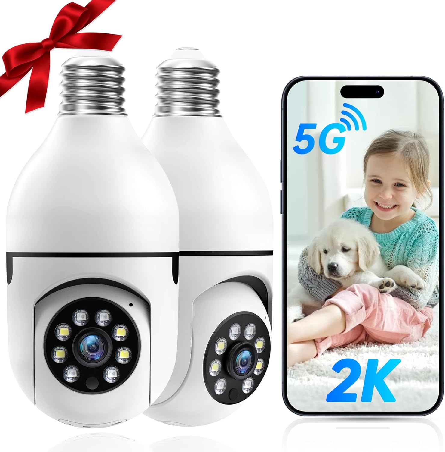 Light Bulb Security Camera with 5G & 2.4GHz WiFi for Safety