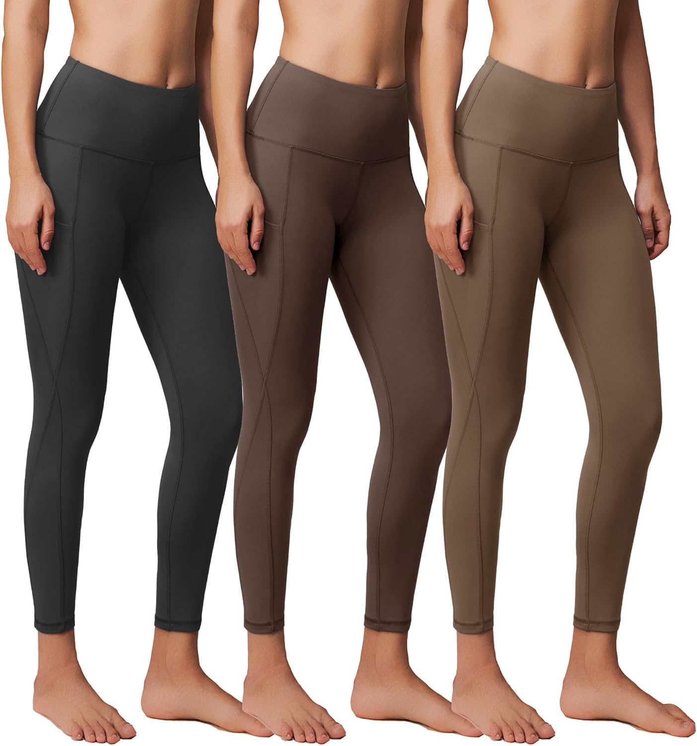 3 Pack Yoga Pants with Pockets for Women, Tummy Control Leggings