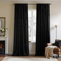 Black Velvet Curtains 84 in Length 2 Panel Set - Thick Thermal Drapes