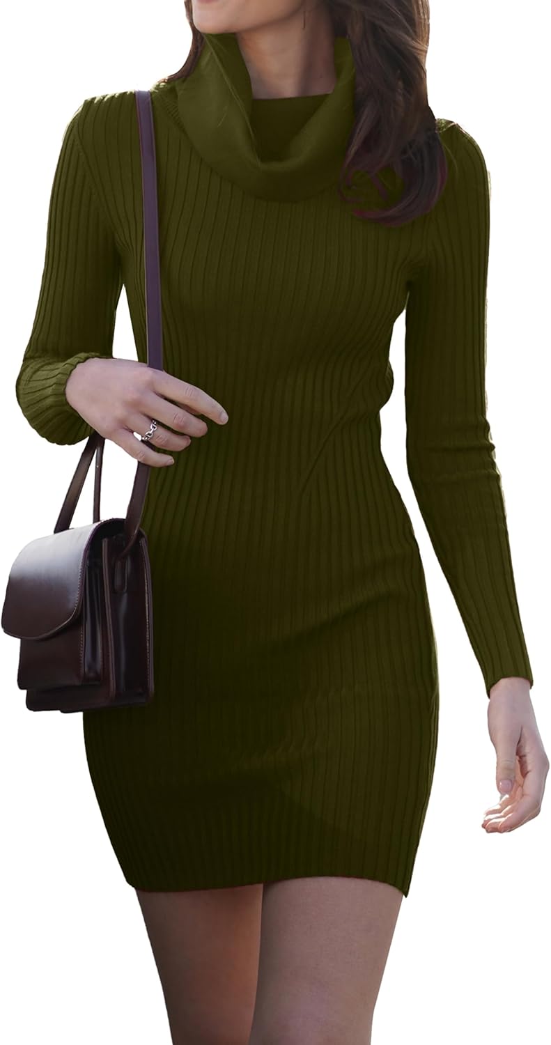 v28 Sweater Dress for Women - Sexy Bodycon Cowl Neck Style