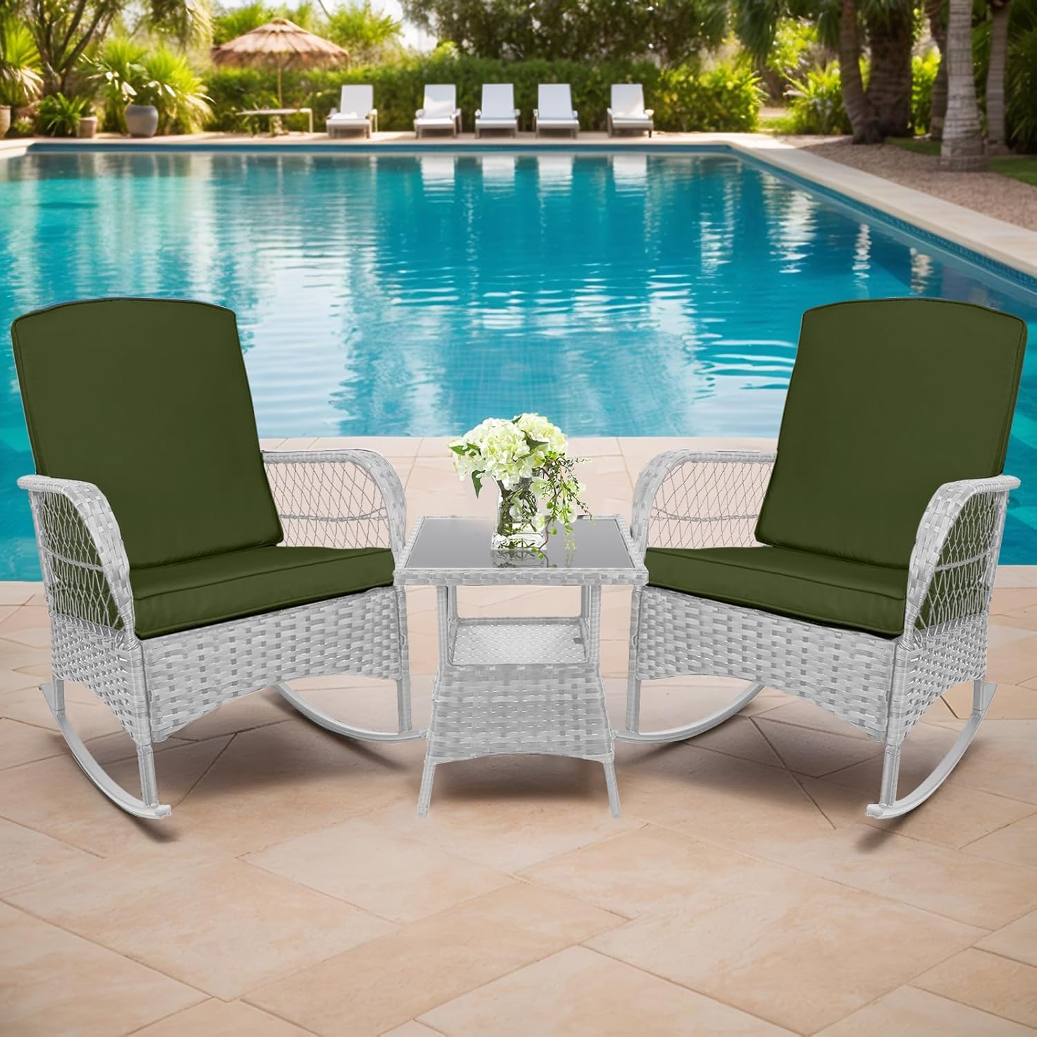 LEVELEVE 3 pcs Rocking Bistro Set for Outdoor Relaxation