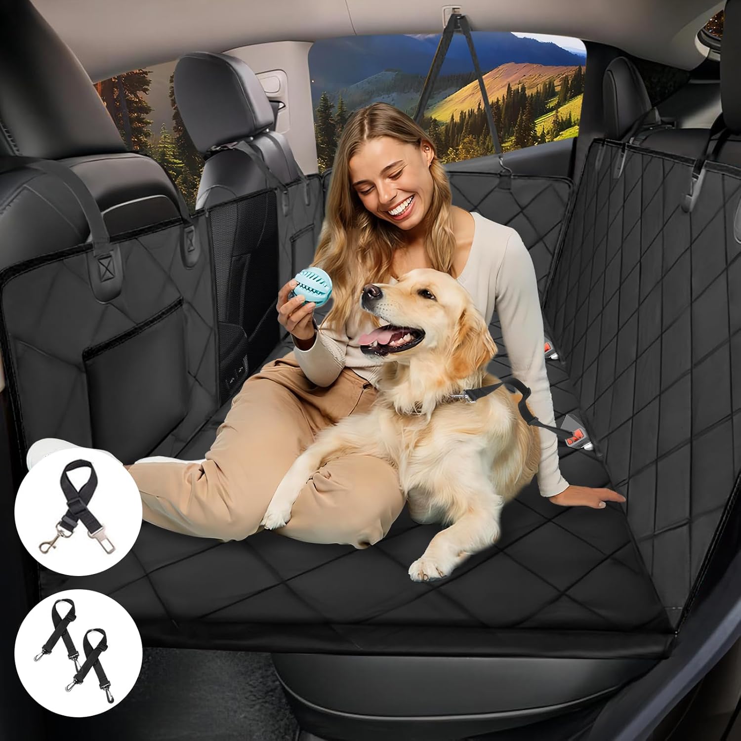 400lb Dog Car Seat Extender - Waterproof & Hard Bottom