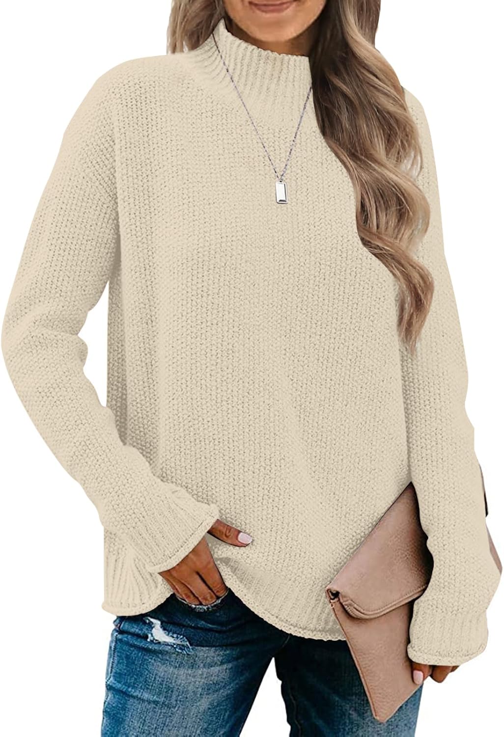 MEROKEETY Women's Turtleneck Long Sleeve Sweater for Fall