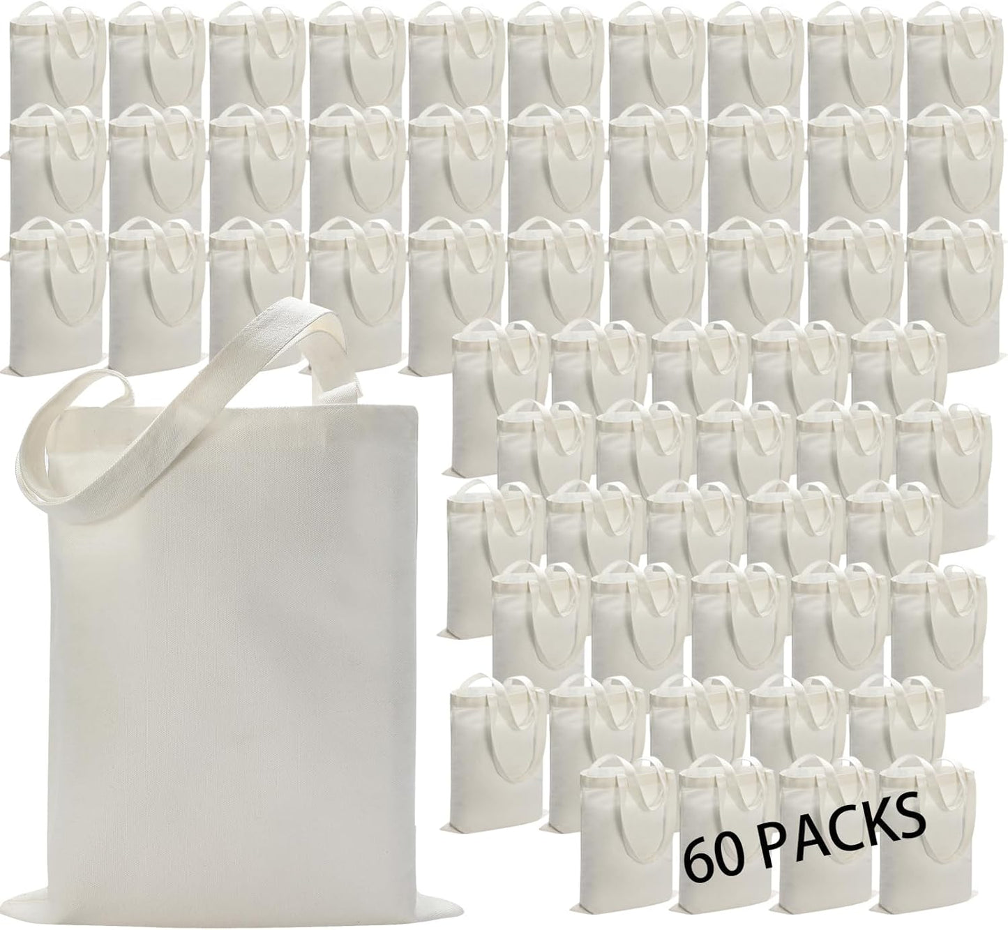 60 Pack Sublimation Tote Bags for DIY Crafting and Heat Transfer