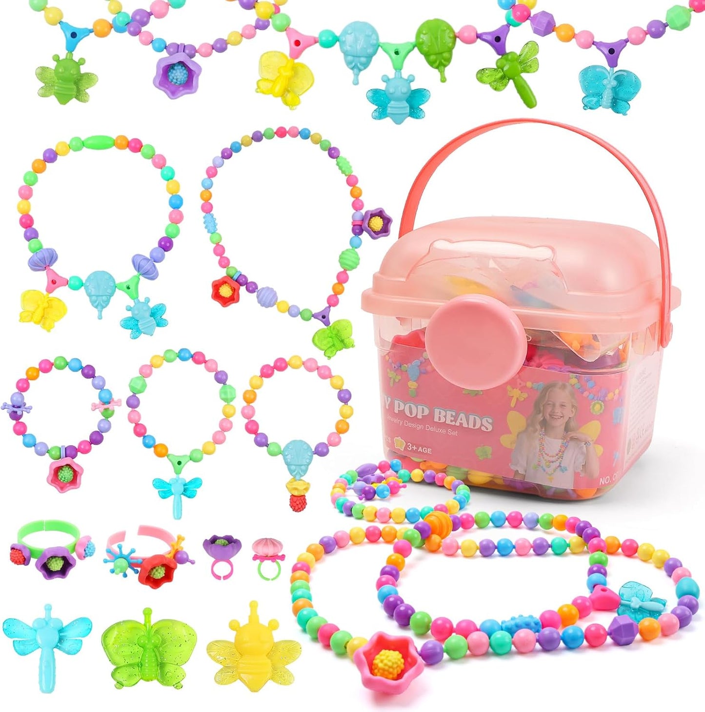 Snap Pop Beads Jewelry Kit for Girls - 350PCS Insect DIY Fun