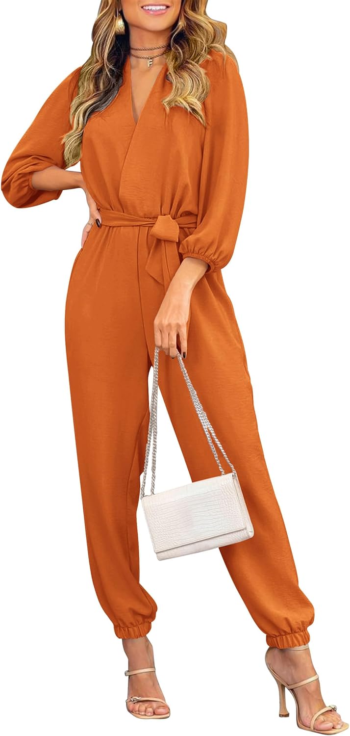 PRETTYGARDEN Women's Fall Jumpsuits for Dressy Casual Style