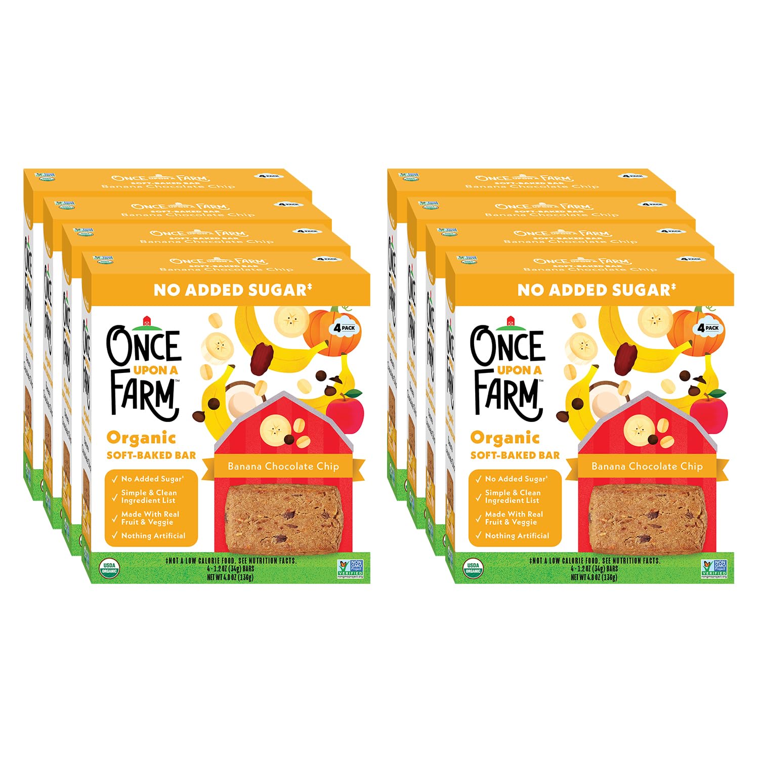 Organic Banana Chocolate Chip Soft Baked Bars for Kids Snacks