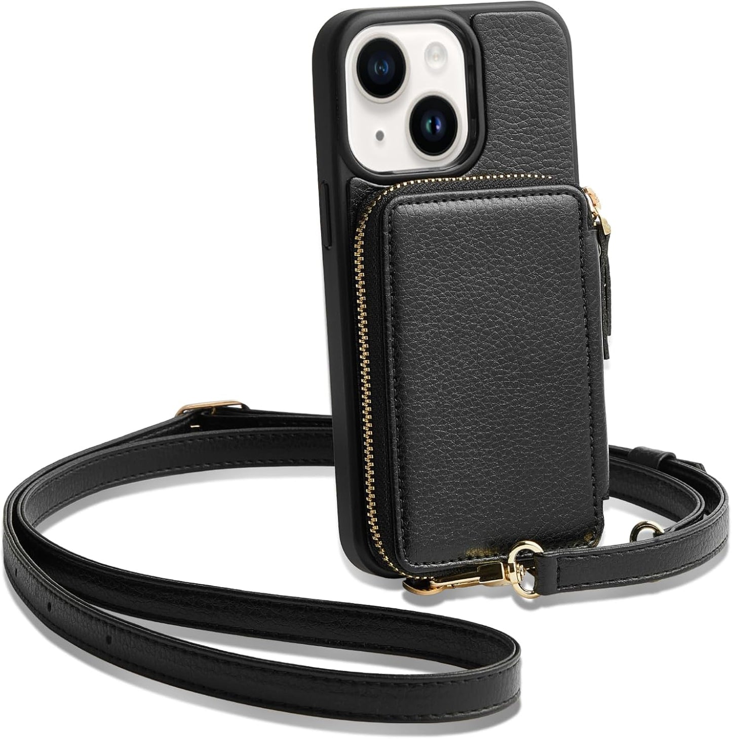 ZVE iPhone 15 Wallet Case with RFID Blocking and Crossbody Strap