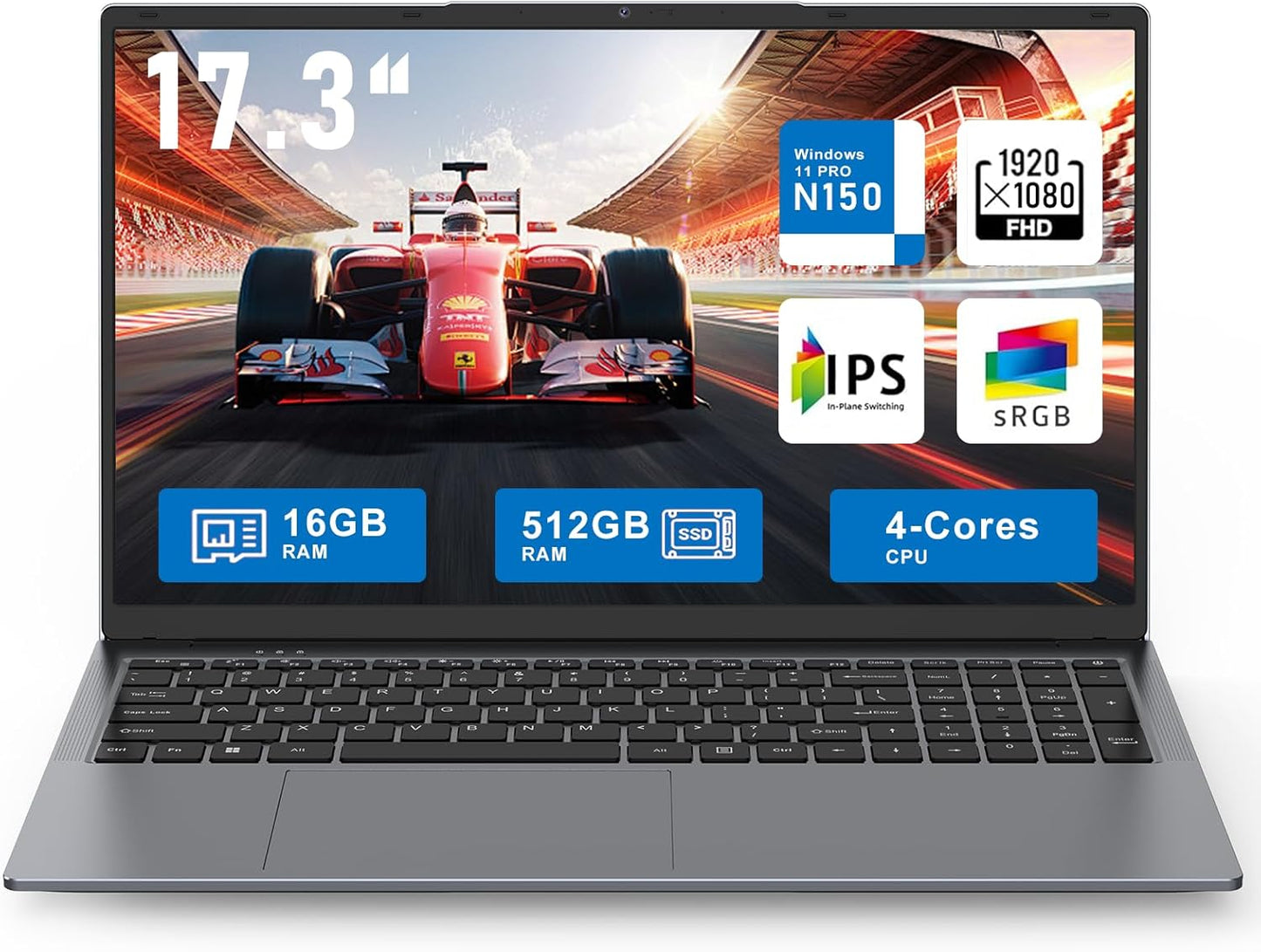 2025 Gaming Laptop with 17.3 Inch FHD Display and 16GB RAM