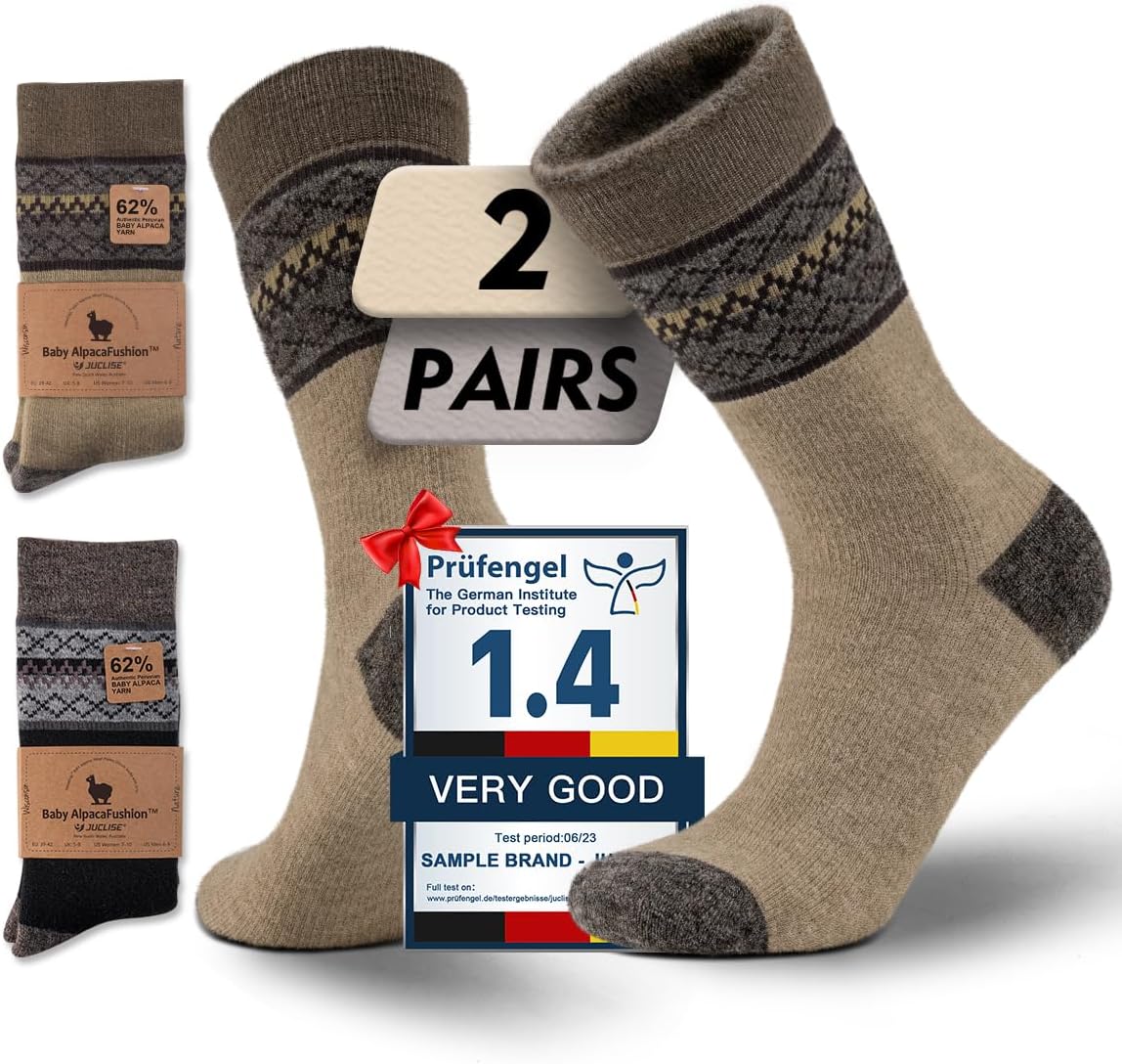 Alpaca Wool Unisex Winter Heavyweight Crew Socks for Comfort