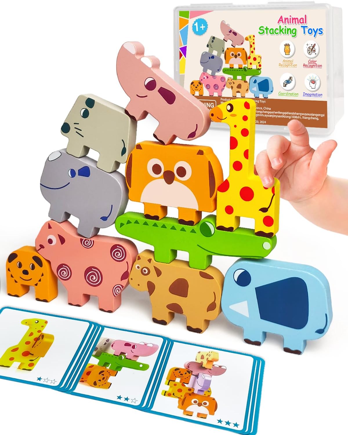 Wooden Animal Blocks: Montessori Toddler Education Set