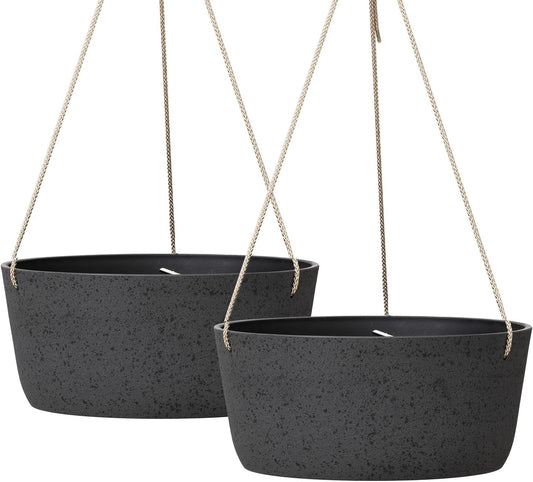 Large Hanging Planters - 12 Inch Outdoor Flower Pots Set of 2