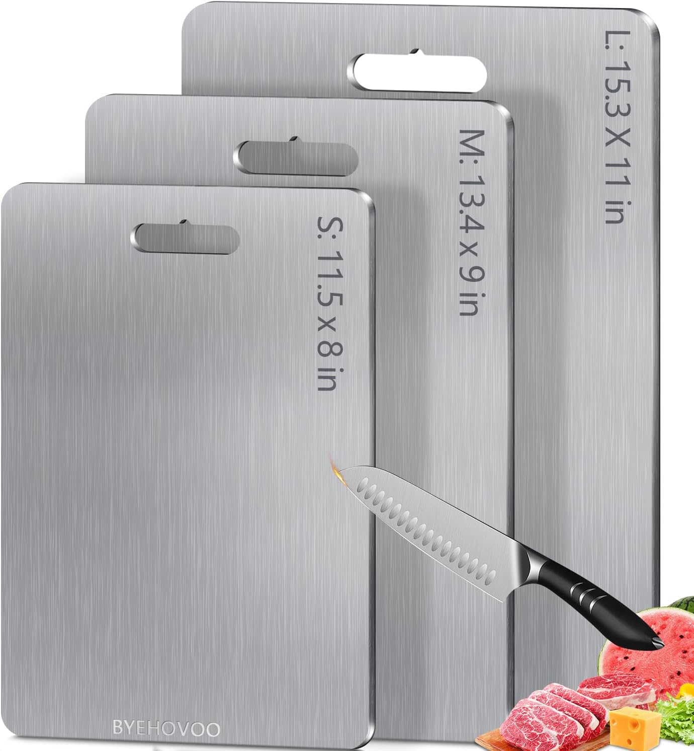 Titanium Cutting Boards Set of 3 for Kitchen and Camping