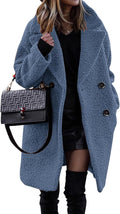 Faux Fur Sherpa Coat Women Long Sleeve Double-Breasted - Warm & Soft