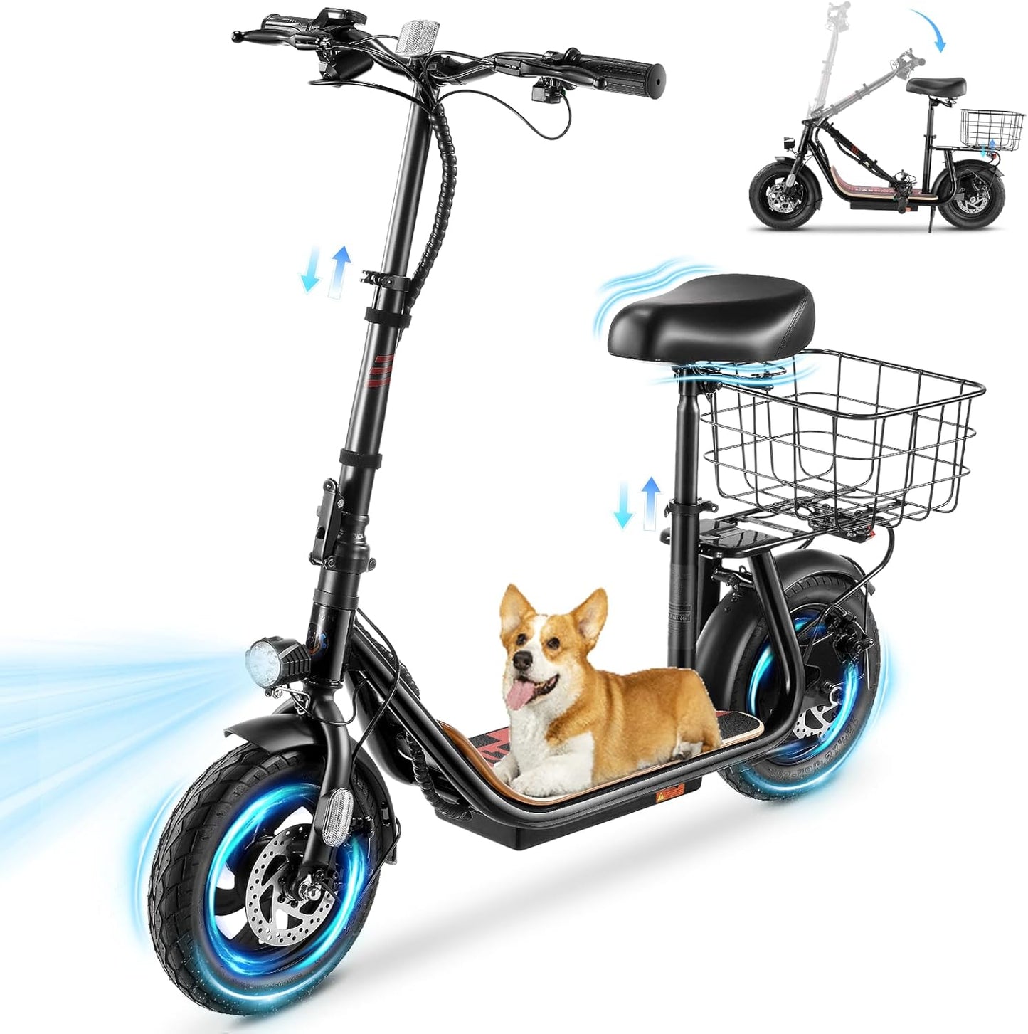 Caroma Electric Scooter with Seat: 20MPH, 30 Miles Range