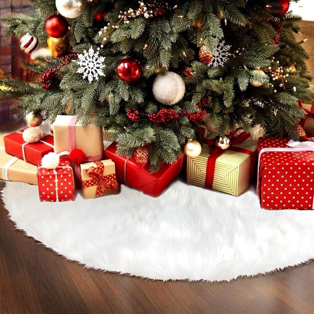 48in Snow White Christmas Tree Skirt for Elegant Xmas Decor by Agihoss